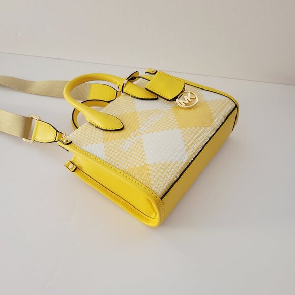 Michael Kors Mirella Extra Small XS Shopper Crossbody Top Handbag Golden Yellow - Picture 6 of 7